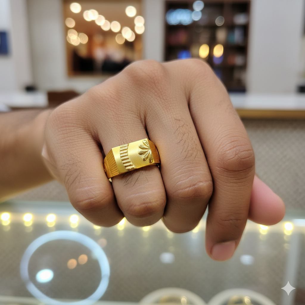 (GGFR9) TRJ (SIZE: 22) WGT: 2.130 GM APPROX BIS CERTIFIED HUID HALLMARK 9KT GOLD FINGER RING FOR MEN 1 PIECE FOR REGULAR USE.