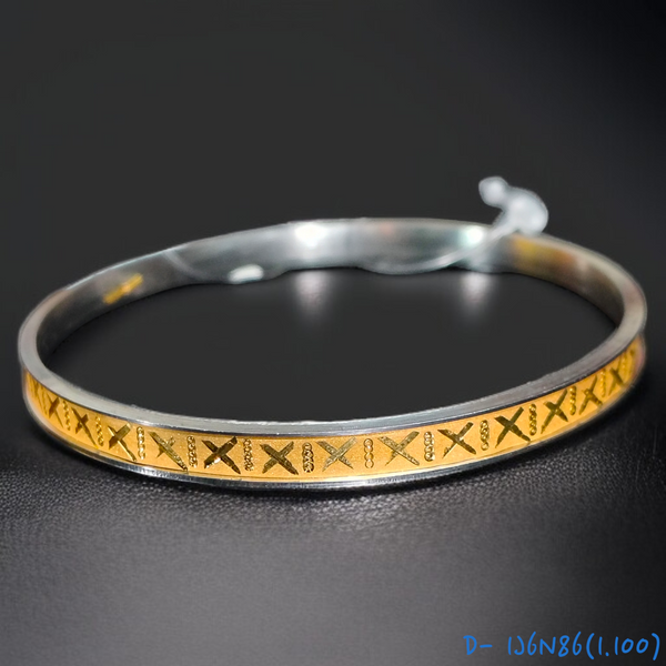 TRJ D- 1J6N86 (SIZE: 26) WGT: 1.100 GM APPROX 22KT HUID HALLMARK GOLD NOA BANGLES (LAZER CHILA) 1 PIECE.