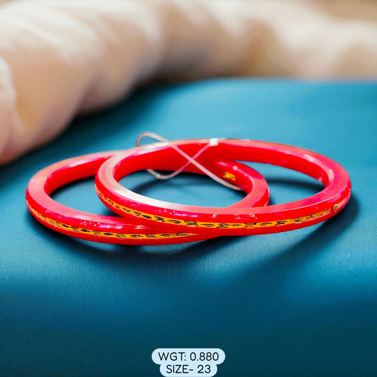 (GSP) TRJ (SIZE: 23) WGT: 0.880 GM APPROX 22KT HUID HALLMARK GOLD POLA BANGLES 1 PAIR DESIGN FOR REGULAR USE.