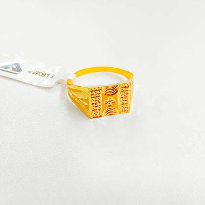 SIZE:23 (WGT: 1.620 GRAM APPROX) BIS CERTIFIED HUID HALLMARK 916 22KT GOLD GENTS FINGER RING FOR MENS 1 PIECE.