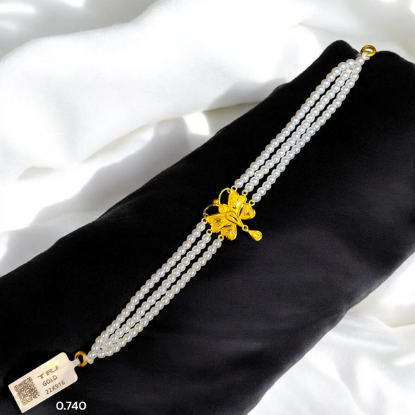 PEARL CHOKER- CERTIFIED BIS HUID HALLMARK 916 22KT GOLD MOTI CHOKER 1 PIECE (WGT:0.740 GM) WITH ADJUSTABLE TASSEL FOR GIFT IN MARRIAGE.