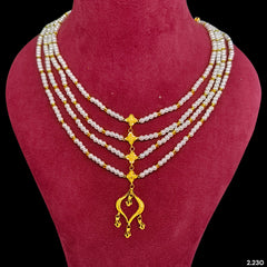 GOLD MOTI HAR- (H5W6P1)-(WGT: 2.230 GM APPROX) CERTIFIED BIS HALLMARK HUID 22KT GOLD MOTI NECKLACE 1 PIECE WITH ADJUSTABLE TASSEL.