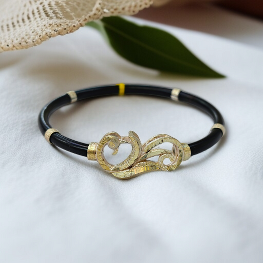 TRJ BLACK PEACOCK DESIGN 925 ORIGINAL SILVER NOA BANGLES FOR WOMEN 1 PIECE - SOLD AS MRP BY RAJLAXMI.