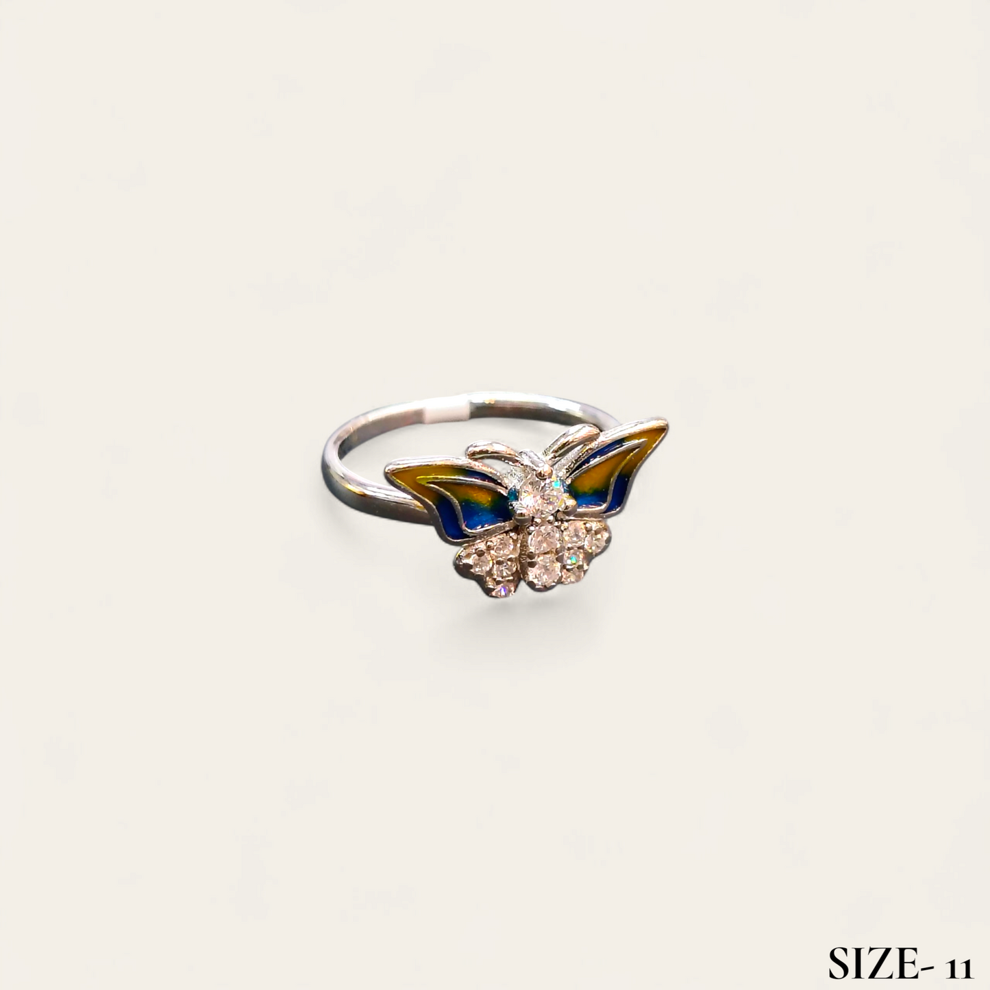 RAJLAXMI (SIZE:11) HALLMARK 925 SILVER FINGER BUTTERFLY MINAKARI DESIGN RING 1 PIECE FOR WOMEN FOR REGULAR USE - BEST FOR GIFTING (SOLD ON MRP)