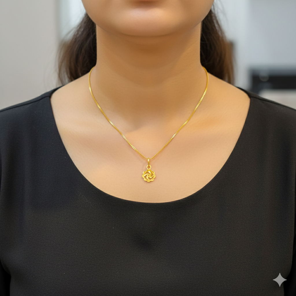 GCH-(WGT: 1.810 GM APPROX) BIS CERTIFIED HUID HALLMARK 9KT GOLD CHAIN WITH PENDANT (18 INCH) 1 PIECE FOR WOMEN.