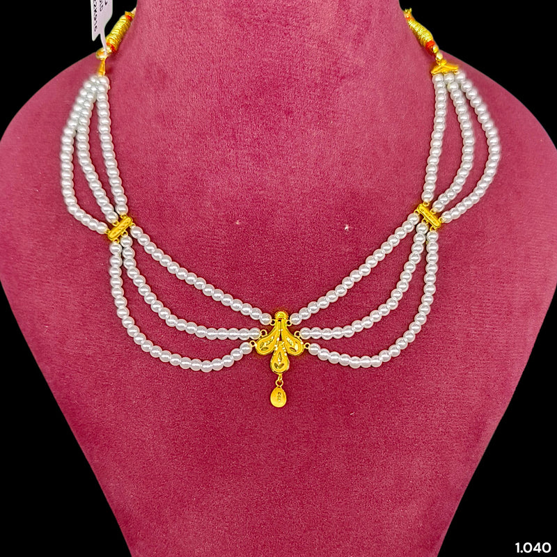 GOLD MOTI HAR- (LTM3RF)-(WGT: 1.040 GM APPROX) CERTIFIED BIS HALLMARK HUID 22KT GOLD MOTI NECKLACE 1 PIECE WITH ADJUSTABLE TASSEL.