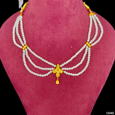 GOLD MOTI HAR- (LTM3RF)-(WGT: 1.040 GM APPROX) CERTIFIED BIS HALLMARK HUID 22KT GOLD MOTI NECKLACE 1 PIECE WITH ADJUSTABLE TASSEL.