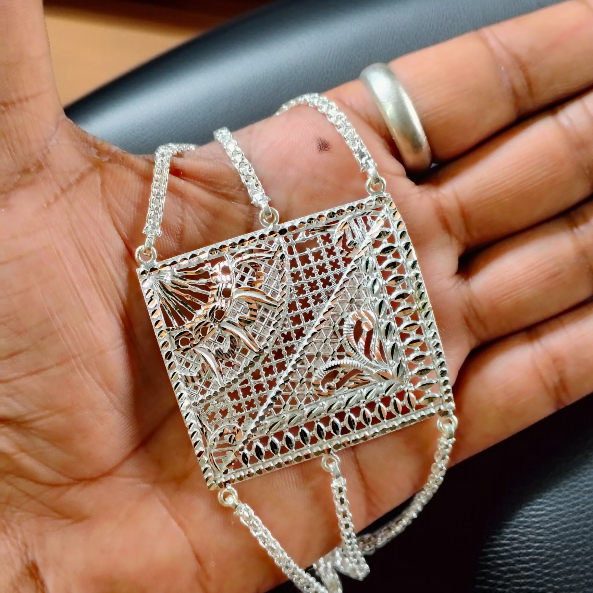 (SLMT) 725 ORIGINAL SILVER MANTASHA WGT: 19.540 GRAM 1 PIECE FOR WOMEN BY RAJLAXMI.