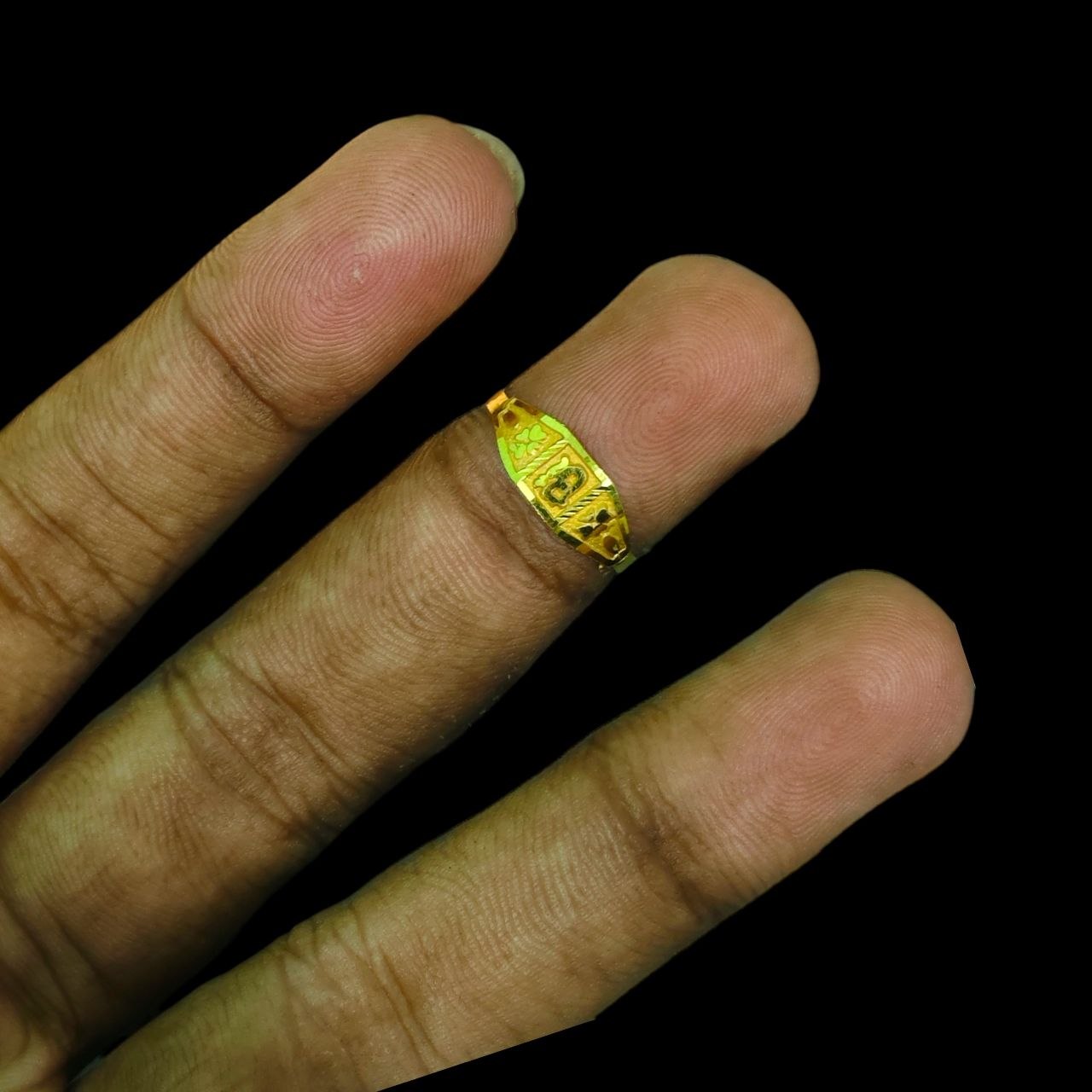 BABY JEWELLERY- TRJ WGT: 0.280 GM APPROX 375 9KT HUID HALLMARK GOLD BABY FINGER RING 1 PIECE FOR RICE CEREMONY & BIRTHDAY.