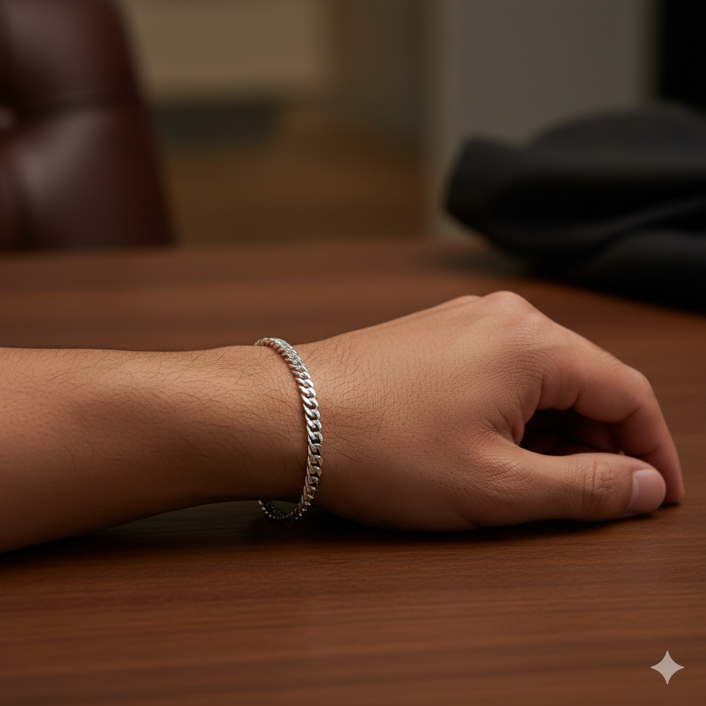 (SWL) RAJLAXMI 625 SILVER WRISTLET WGT: 17.270 GRAM 8.5" INCH FOR UNISEX 1 PIECE (REGULAR USE)