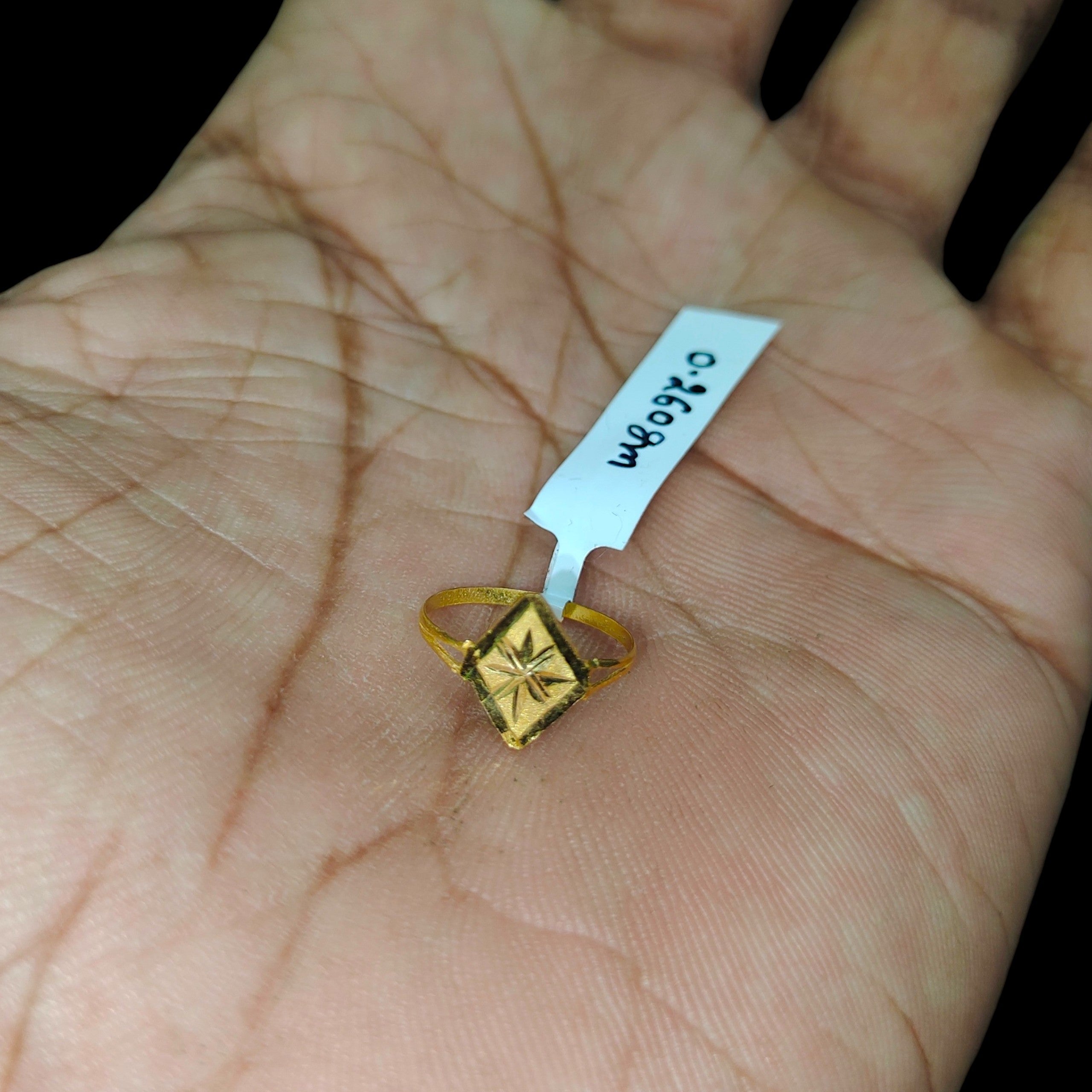 BABY JEWELLERY- TRJ WGT: 0.260 GM APPROX 375 9KT HUID HALLMARK GOLD BABY FINGER RING 1 PIECE FOR RICE CEREMONY & BIRTHDAY.
