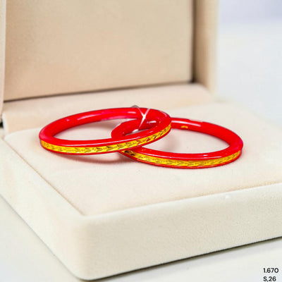 GPB22K- (MDJPSK)-(E4GJQI)-(SIZE-26) WGT: 1.670 GM APPROX BIS CERTIFIED HUID HALLMARK 916 22KT GOLD POLA BADHANO 1 PAIR FOR WOMEN.