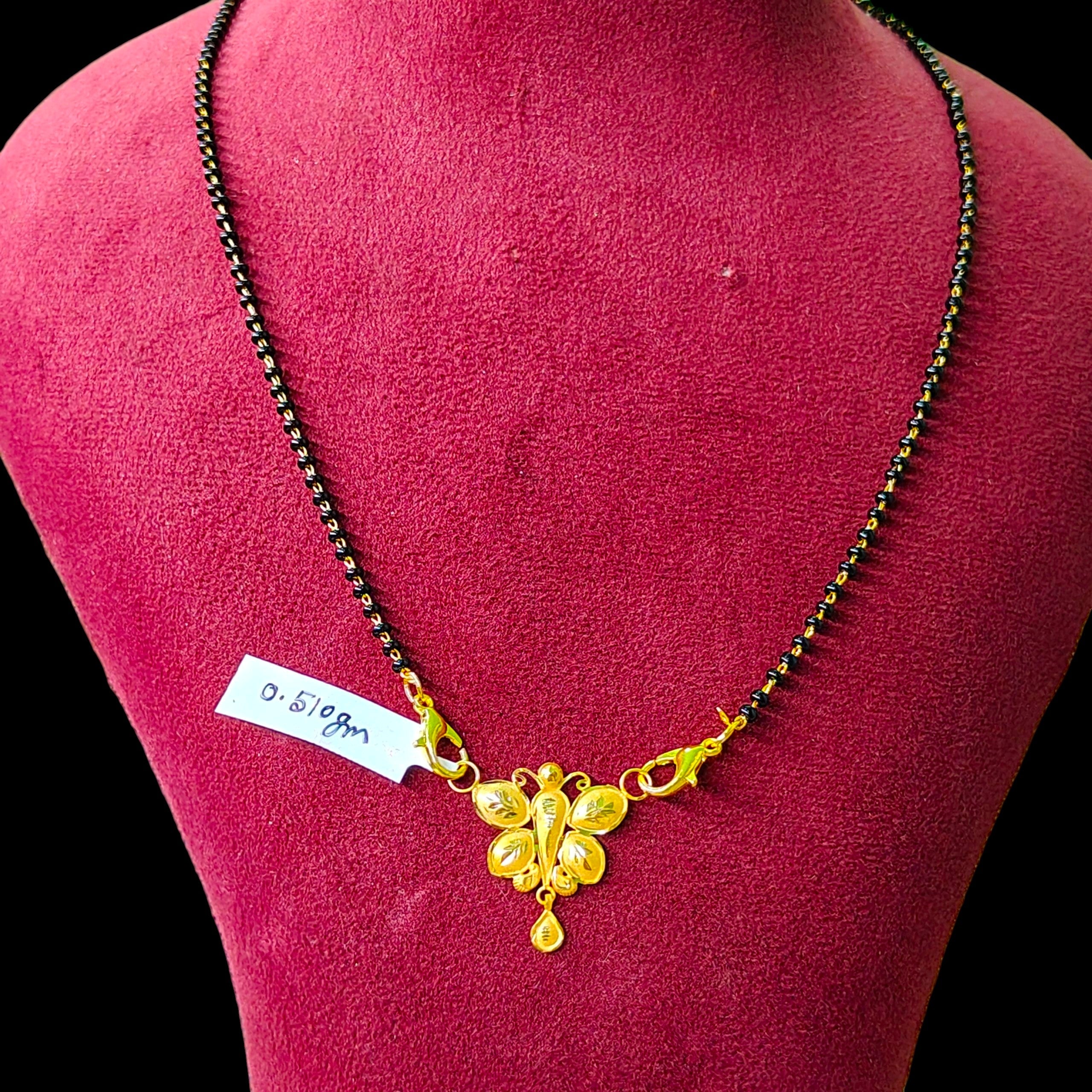 GOLD PENDANT- (WGT: 0.510 GM APPROX) BIS CERTIFIED HUID HALLMARK 375 9KT GOLD PENDANT FOR WOMEN 1 PIECE WITH FREE MANGALSUTRA & TASSEL.