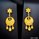 (GEK) TRJ WGT: 3.360 GM APPROX HUID HALLMARK 22KT GOLD EARRINGS KANBALA 1 PAIR FOR WOMEN.