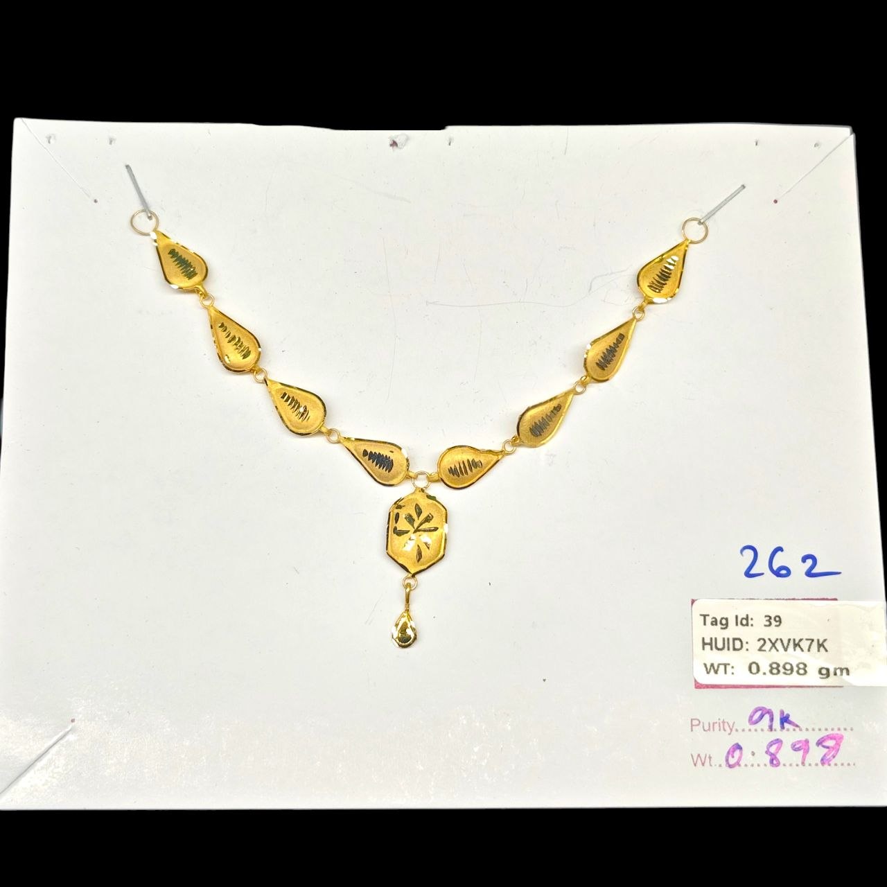 GOLD CHOKER NECKLACE-(WGT: 0.898 GM APPROX) BIS CERTIFIED HUID HALLMARK 9KT GOLD NECKLACE 1 PIECE FOR WOMEN.