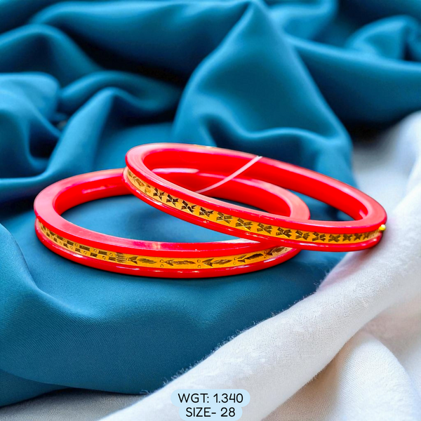 (GSP) TRJ (SIZE: 28) WGT: 1.340 GM APPROX 22KT HUID HALLMARK GOLD POLA BANGLES 1 PAIR DESIGN FOR REGULAR USE.