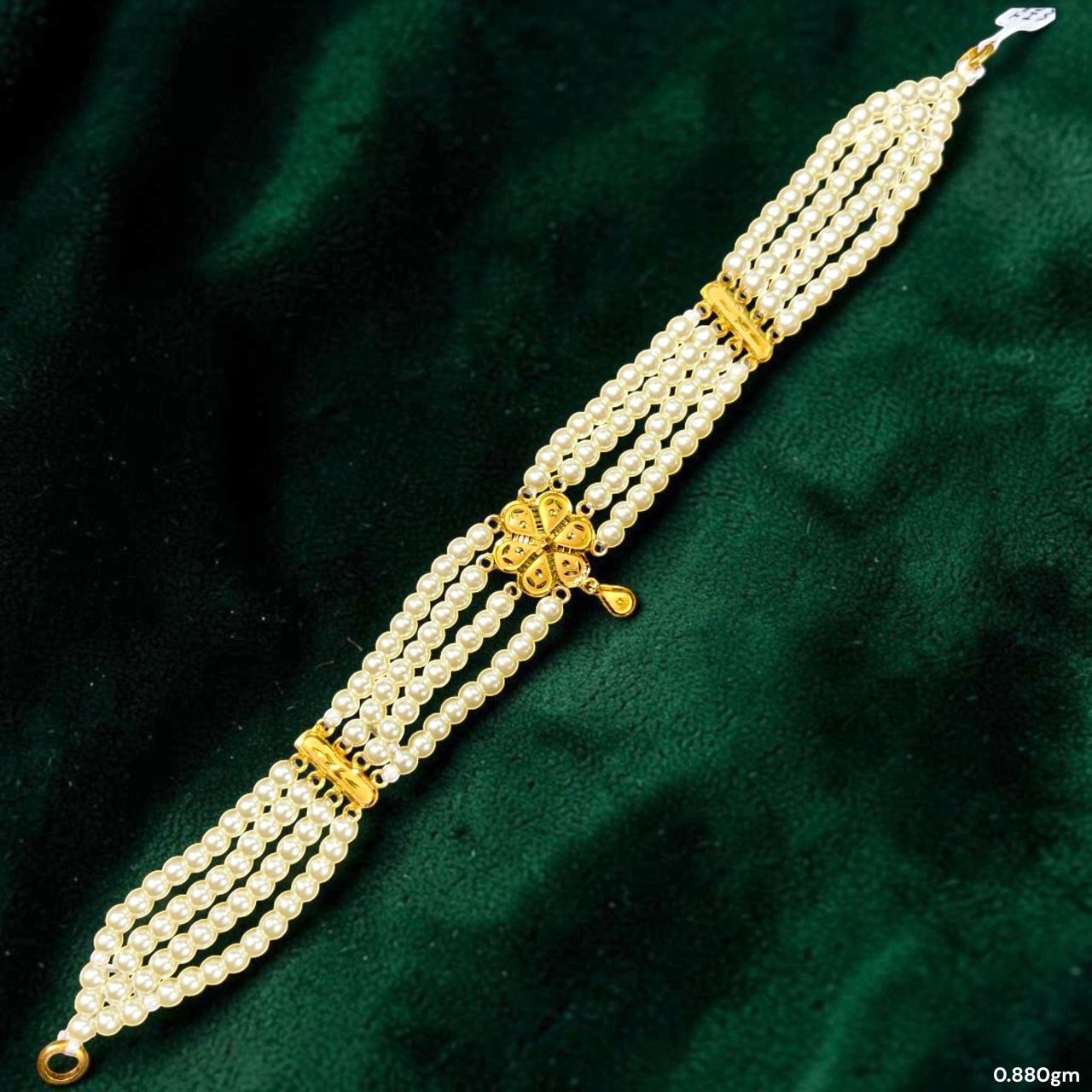 GMC9K- (WGT: 0.880 GM APPROX) BIS CERTIFIED HUID HALLMARK 375 9KT GOLD MOTI CHOKER 1 PIECE WITH ADJUSTABLE TASSEL FOR GIFT IN MARRIAGE.