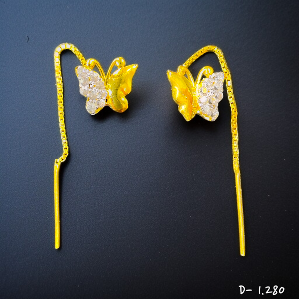 (GSD) RAJLAXMI WGT: 1.280 GM APPROX 22KT HALLMARK GOLD SUI DHAGA EARRINGS 1 PAIR FOR DAILY WEAR.
