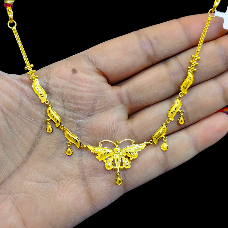 GCN22K- WGT: 3.290 BIS CERTIFIED HUID HALLMARK 916 22KT GOLD NECKLACE 1 PIECE WITH FREE ADJUSTABLE TASSEL FOR WOMEN.(DAQAPW)