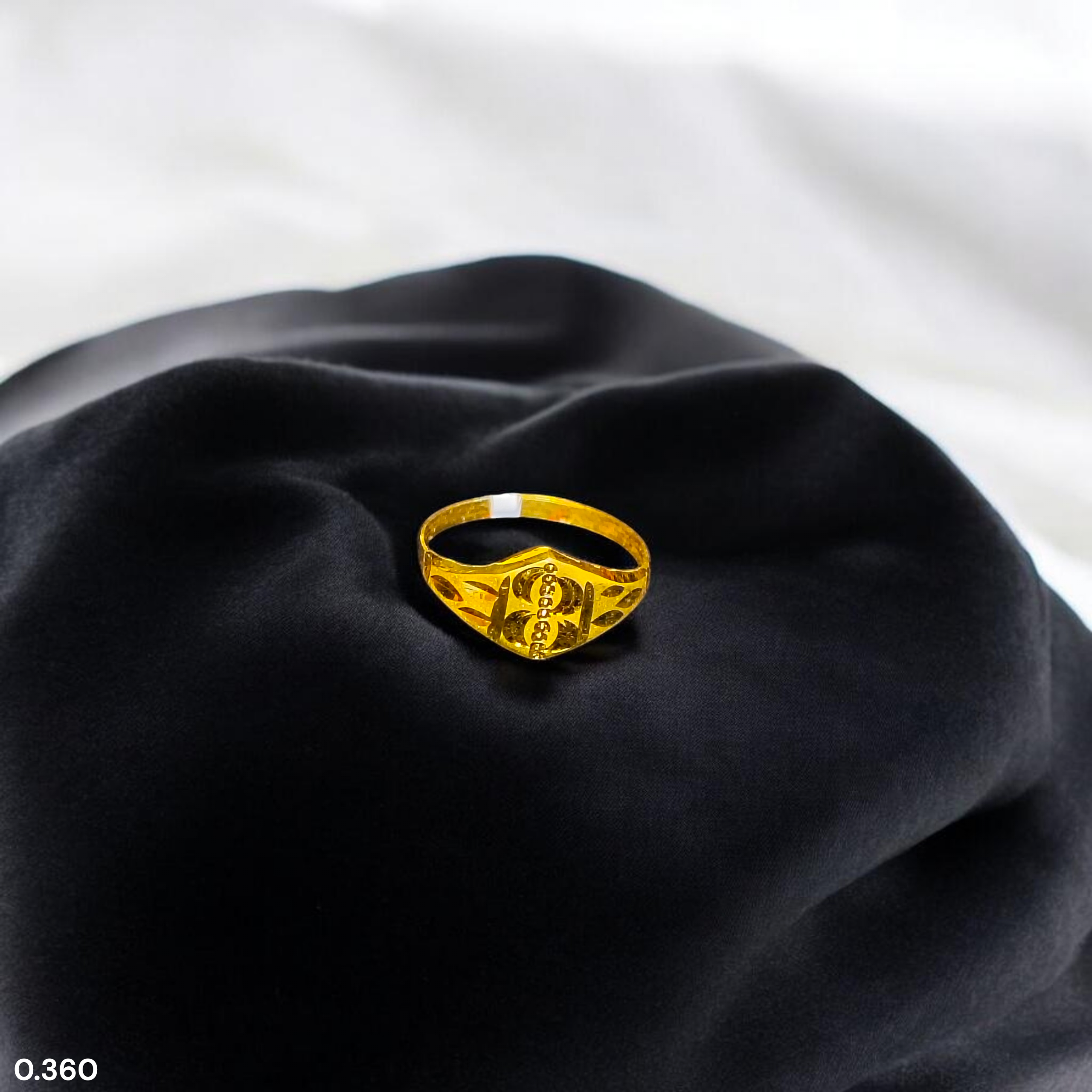 BABY JEWELLERY- TRJ WGT: 0.360 GM APPROX 375 9KT HUID HALLMARK GOLD BABY FINGER RING 1 PIECE FOR RICE CEREMONY & BIRTHDAY.