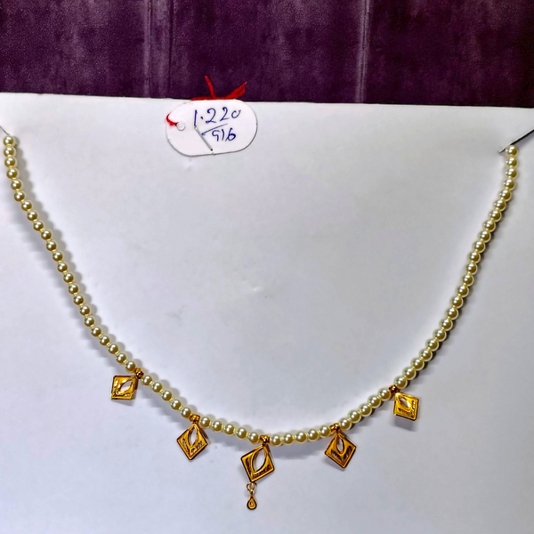 RAJLAXMI WGT: 1.220 GM APPROX HUID HALLMARK 22KT GOLD MOTI SELIHAR 1 PIECE WITH ADJUSTABLE TASSEL.