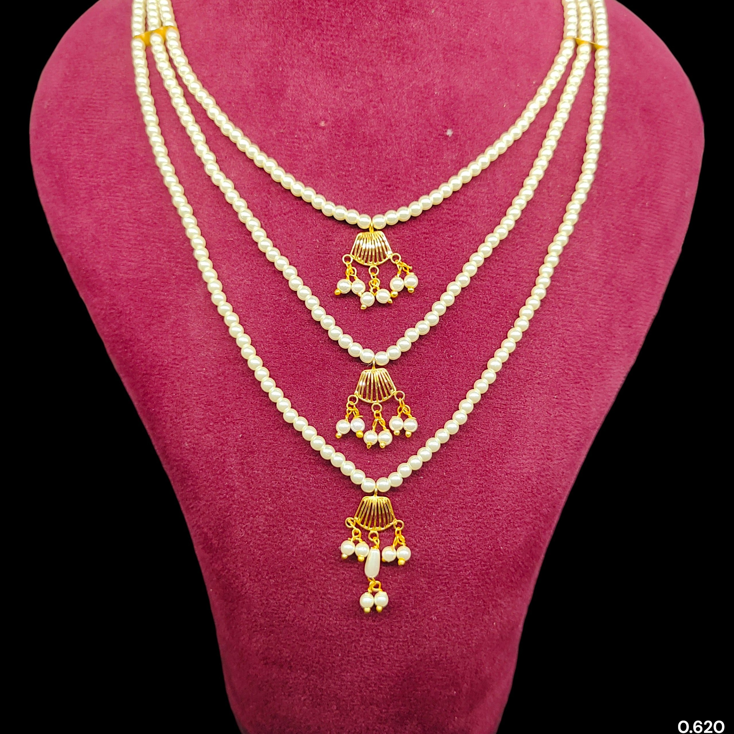(GMH)- (WGT: 0.620 GM APPROX) BIS CERTIFIED HUID HALLMARK 9KT GOLD MOTI SITAHAR NECKLACE 1 PIECE WITH ADJUSTABLE TASSEL.(CTIN8B)