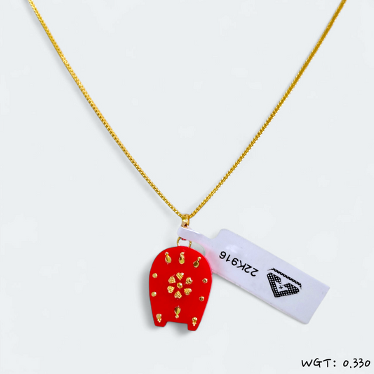 CERTIFIED BIS HUID HALLMARK 916 22KT GOLD POLA PENDANT LOCKET (WGT: 0.330 GM APPROX) 1 PIECE WITH ADJUSTABLE TASSEL (CHAIN NOT INCLUDED)