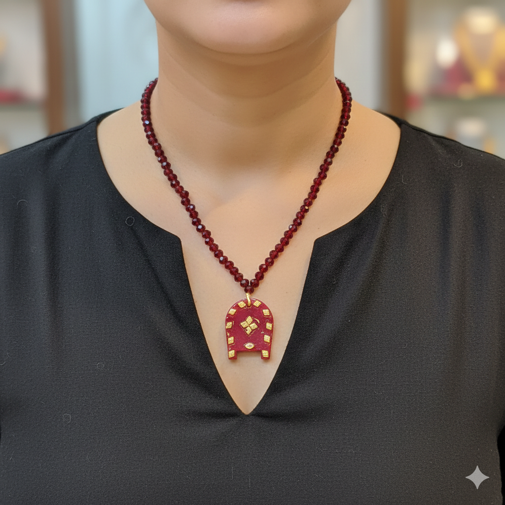 (GPL) KULO DESIGN BIS CERTIFIED HUID HALLMARK 9KT GOLD POLA PENDANT (MINI) 1 PIECE WITH ADJUSTABLE TASSEL (BEST FOR GIFT) APPROX WGT: 0.120 GM SOLD ON MRP BY RAJLAXMI.