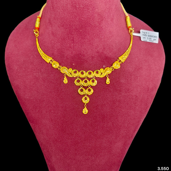 GCN22K- (GE9CWC)-(WGT: 3.550 APPROX) BIS CERTIFIED HUID HALLMARK 916 22KT GOLD NECKLACE 1 PIECE WITH FREE ADJUSTABLE TASSEL FOR WOMEN.