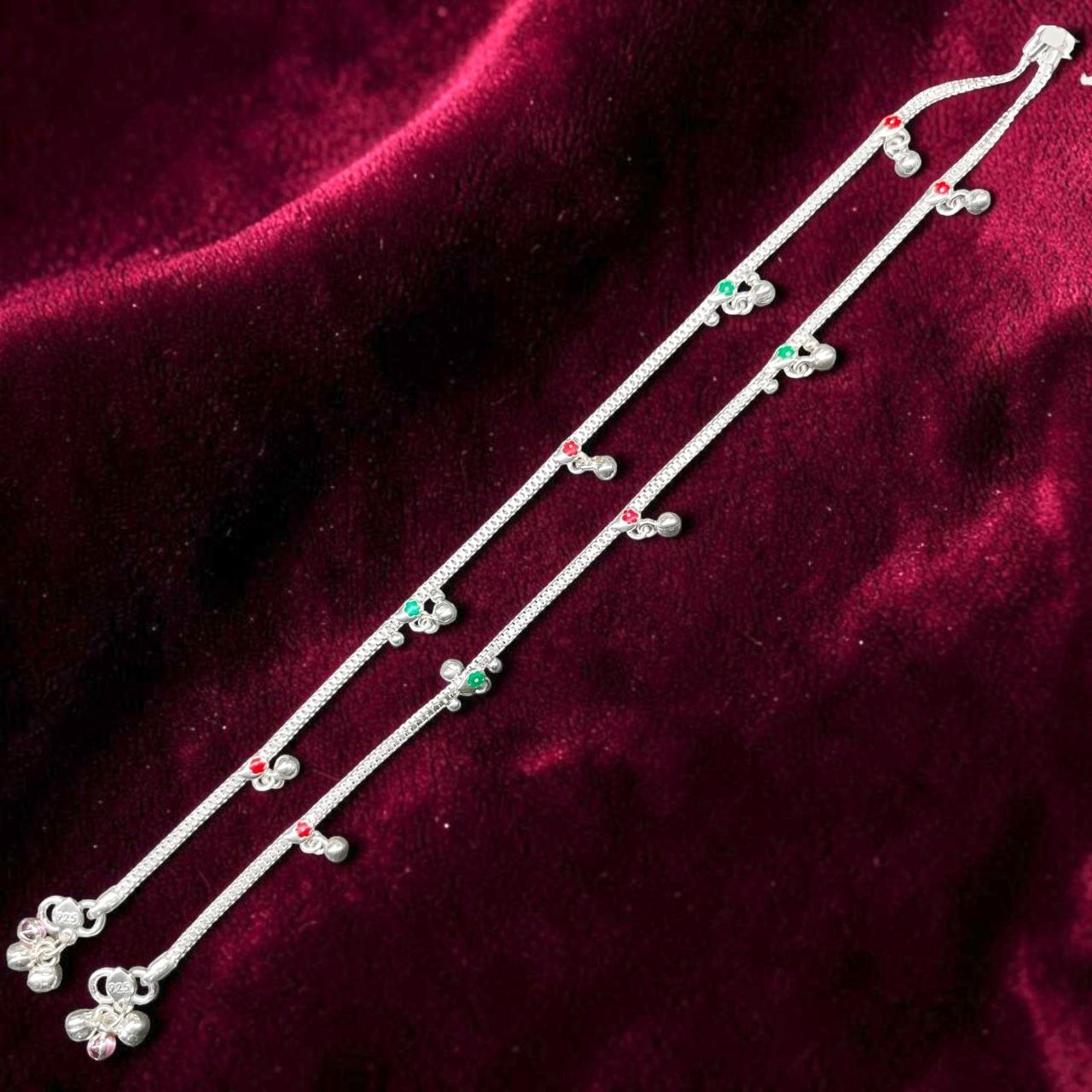 SILVER PAYEL- (WGT: 19.300 GM APPROX) BIS HALLMARK 925 SILVER PAYEL (ANKLET) 1 PAIR LENGTH: 10 INCH FOR WOMEN.