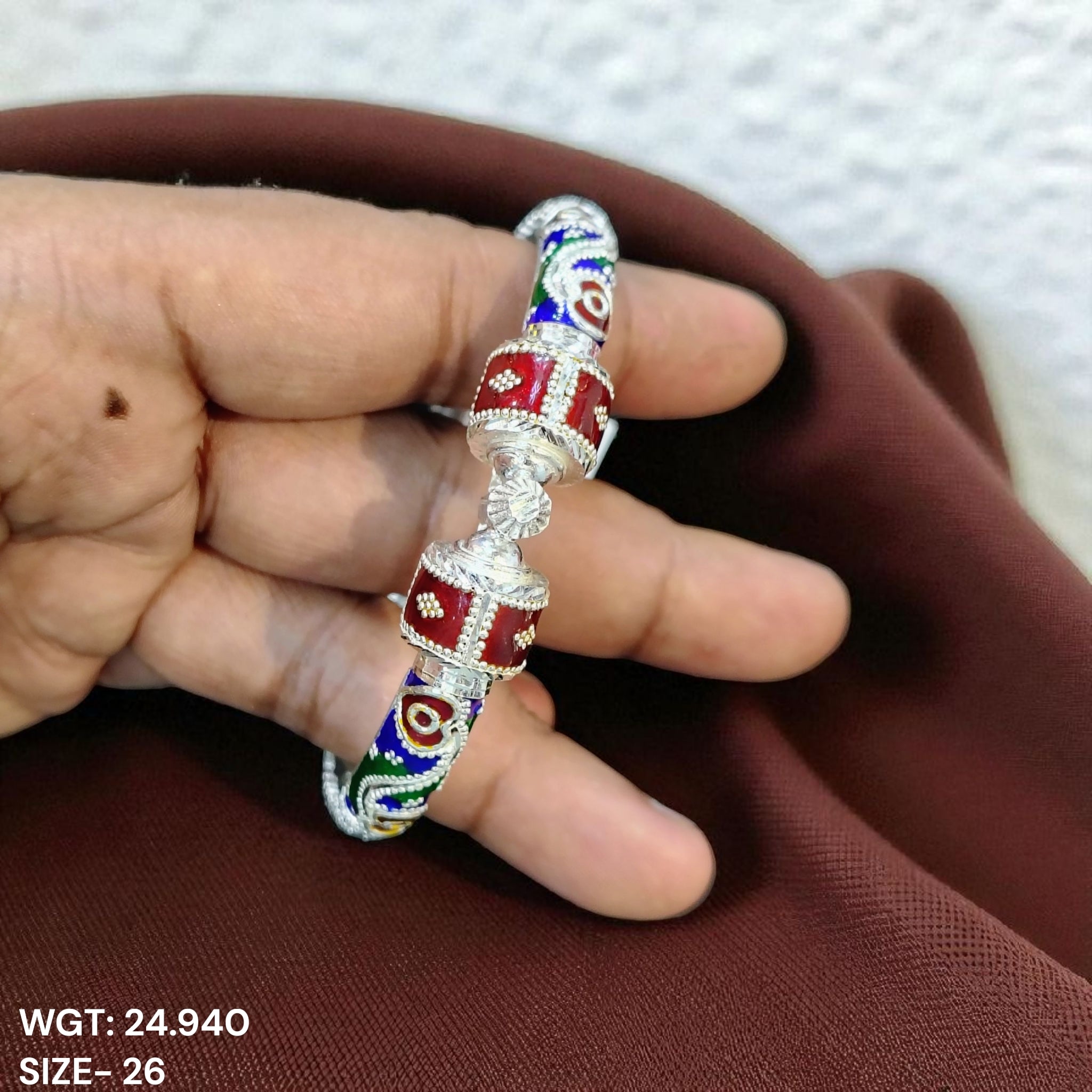(SBA) RAJLAXMI (SIZE 26 KHILEN) CERTIFIED BIS HALLMARK 925 SILVER BALA (MANIPUR DESIGN) APPROX WGT: 24.940 GM (1 PIECE) FOR REGULAR USE FOR WOMEN.