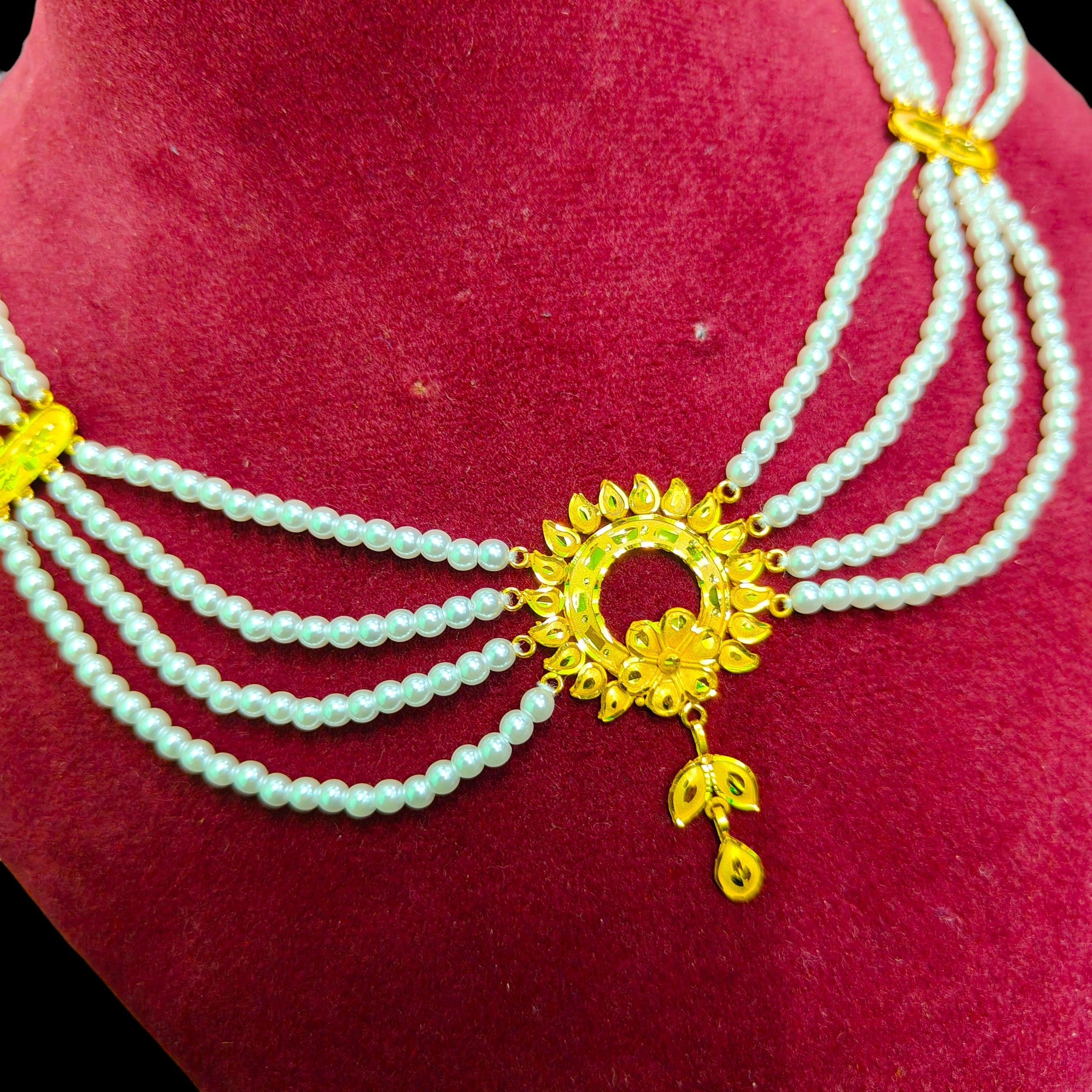 GOLD MOTI HAR- (WGT: 2.670 GM APPROX) BIS CERTIFIED HUID HALLMARK 375 9KT GOLD MOTI NECKLACE 1 PIECE  WITH ADJUSTABLE TASSEL FOR GIFT IN MARRIAGE.