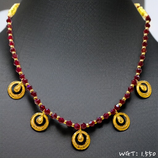 TRJ CIRCLE DESIGN SELI WGT: 1.550 GM APPROX HUID HALLMARK 22KT GOLD SELIHAR 1 PIECE WITH TASSEL.