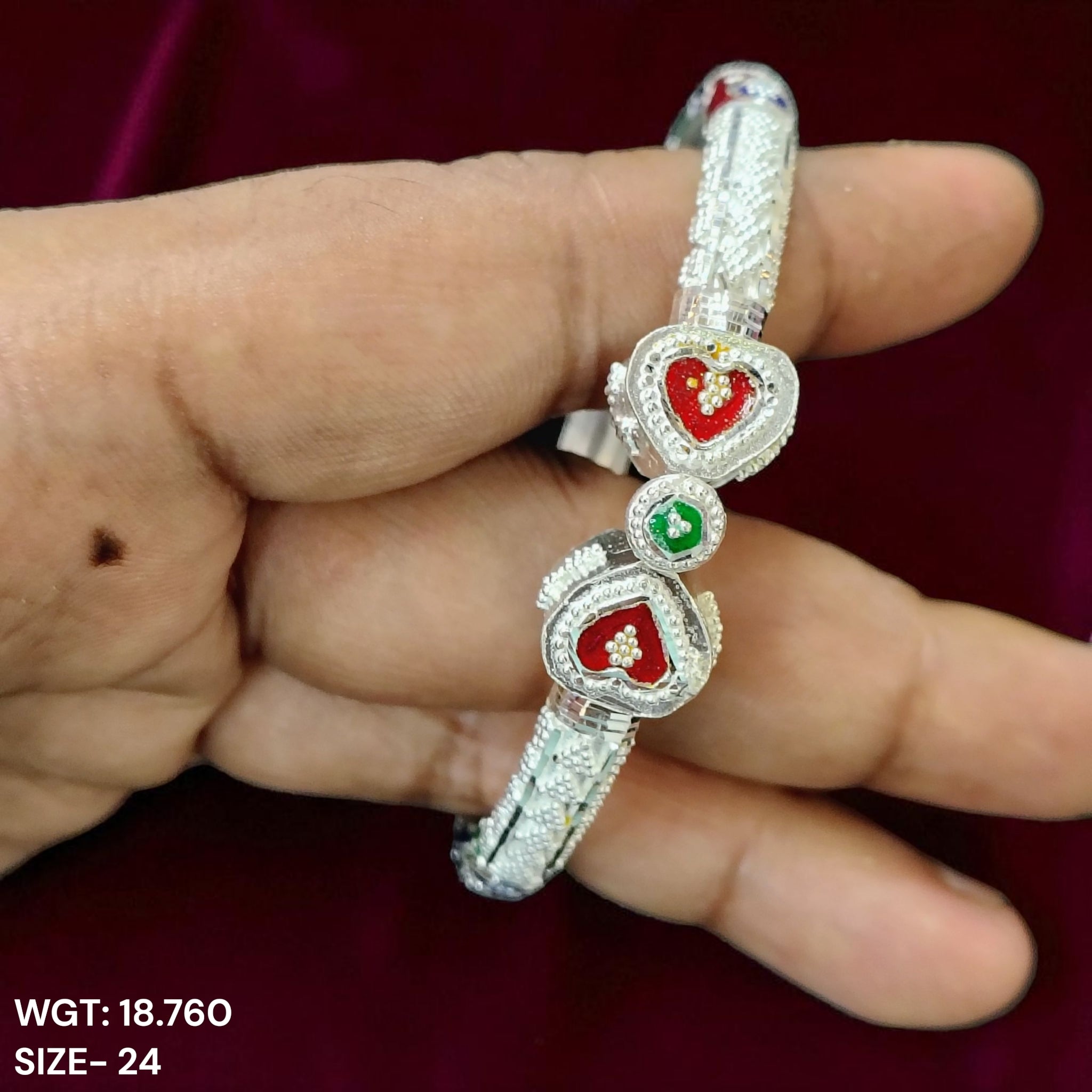 (SBA) RAJLAXMI (SIZE 24 KHILEN) CERTIFIED BIS HALLMARK 925 SILVER BALA (MANIPUR DESIGN) APPROX WGT: 18.760 GM (1 PIECE) FOR REGULAR USE FOR WOMEN.