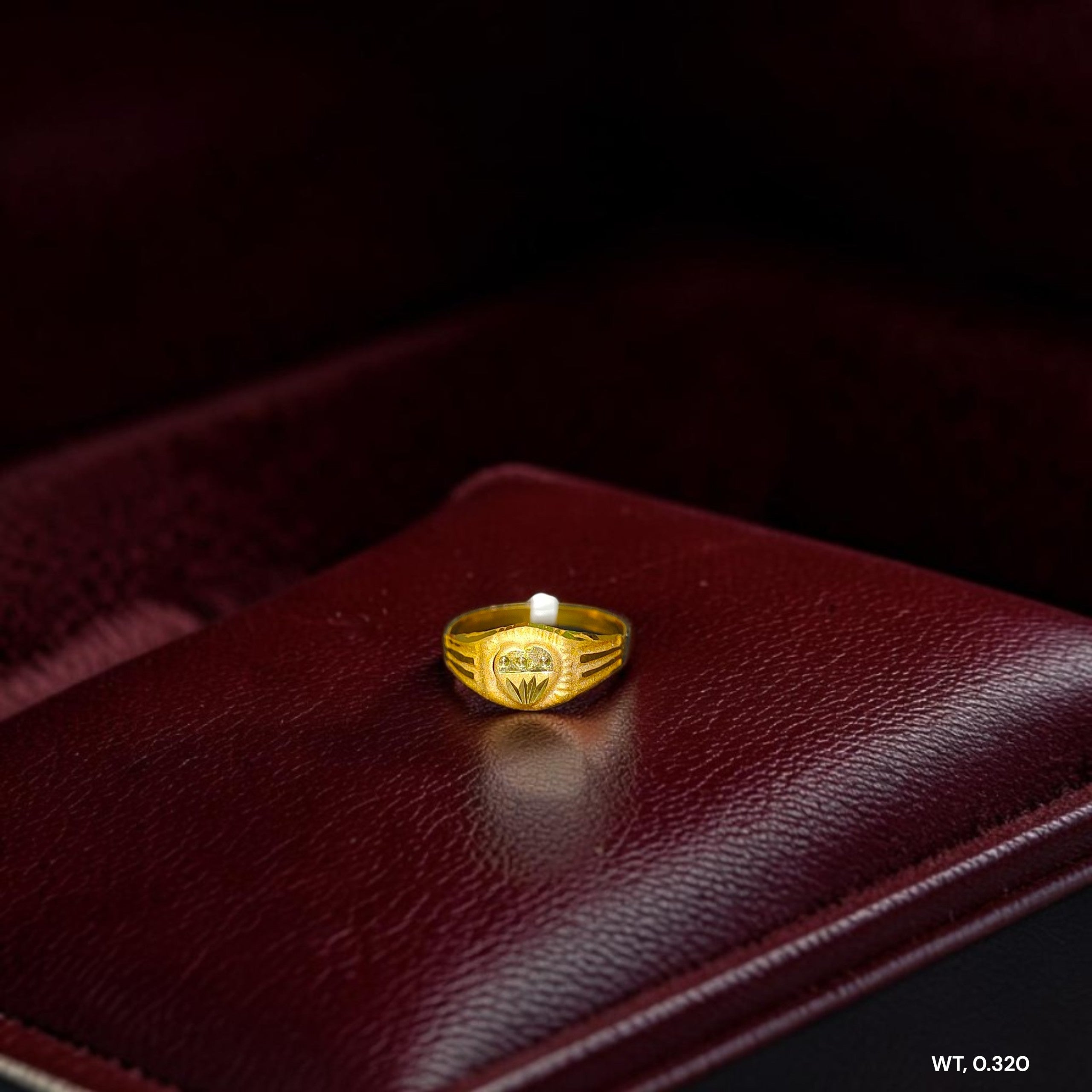 BABY JEWELLERY- TRJ WGT: 0.320 GM APPROX 375 9KT HUID HALLMARK GOLD BABY FINGER RING 1 PIECE FOR RICE CEREMONY & BIRTHDAY.