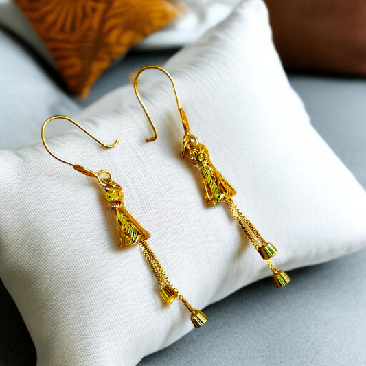 (GER22) BIS CERTIFIED WGT: 3.690 GM APPROX HUID HALLMARK 916 22KT GOLD EARRINGS KANBALA 1 PAIR FOR WOMEN.