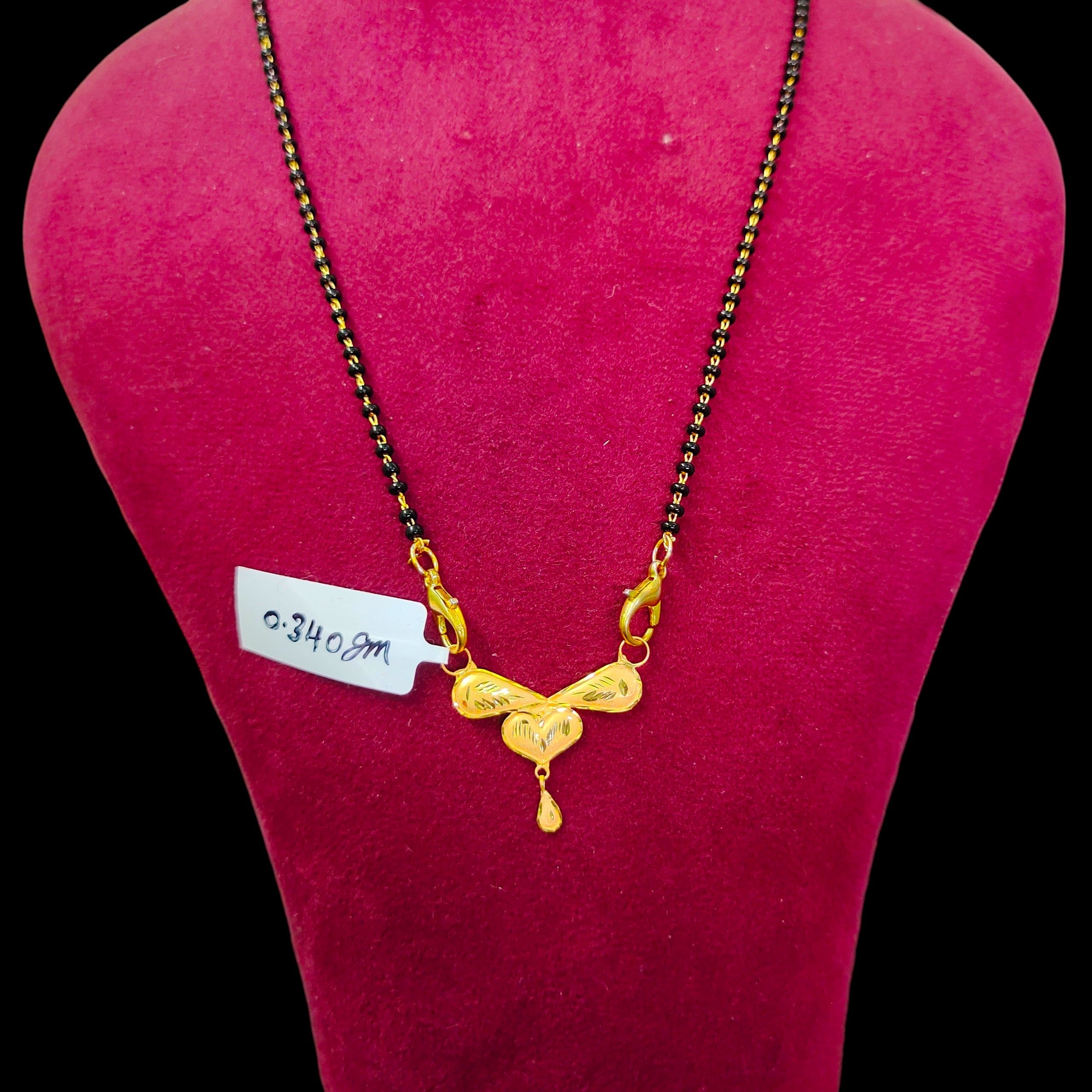 GOLD PENDANT- (WGT: 0.340 GM APPROX) BIS CERTIFIED HUID HALLMARK 375 9KT GOLD PENDANT FOR WOMEN 1 PIECE WITH FREE MANGALSUTRA & TASSEL.