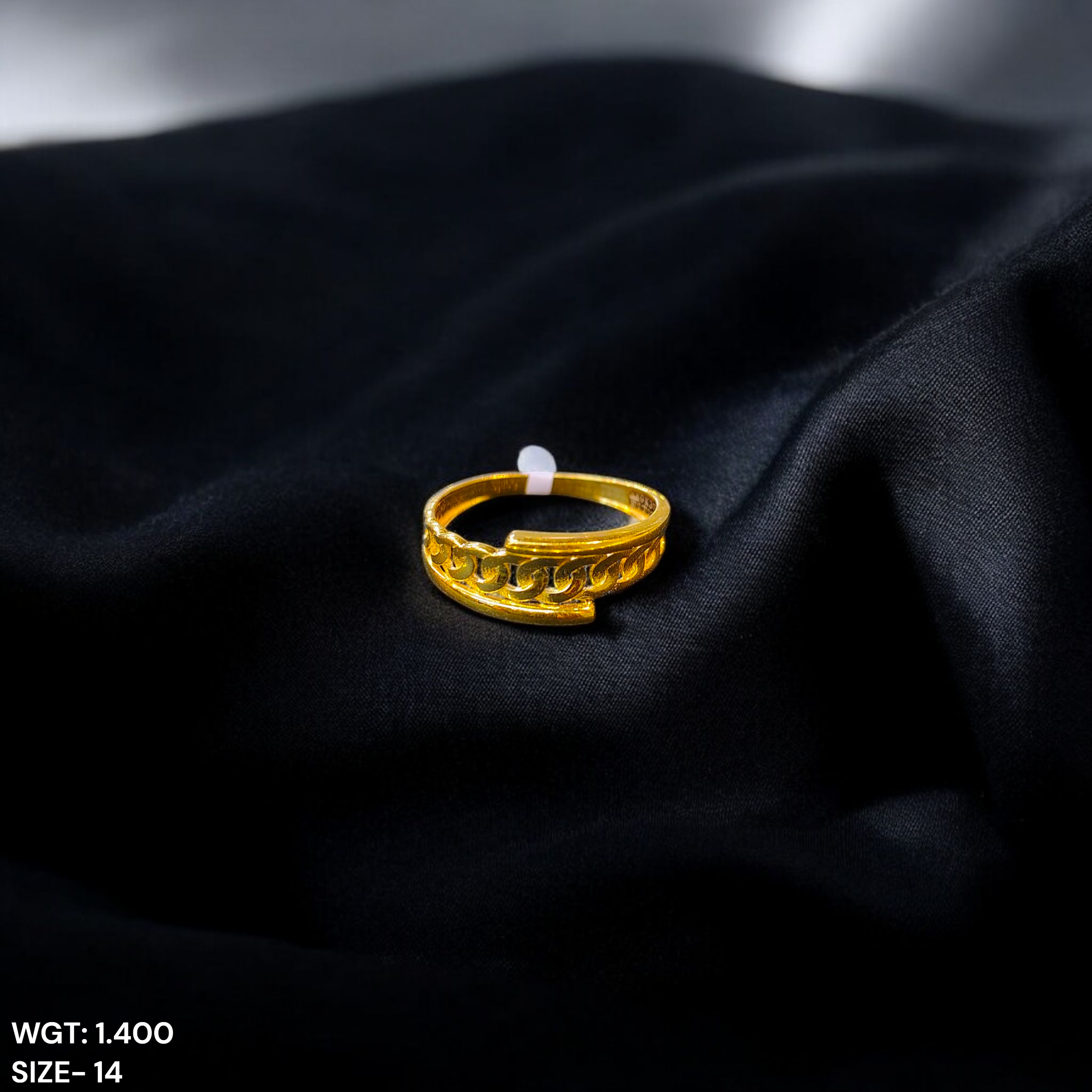 (GLFR9) TRJ (SIZE: 14) WGT: 1.400 GM APPROX BIS CERTIFIED HUID HALLMARK 9KT GOLD FINGER RING FOR WOMEN 1 PIECE FOR REGULAR USE.