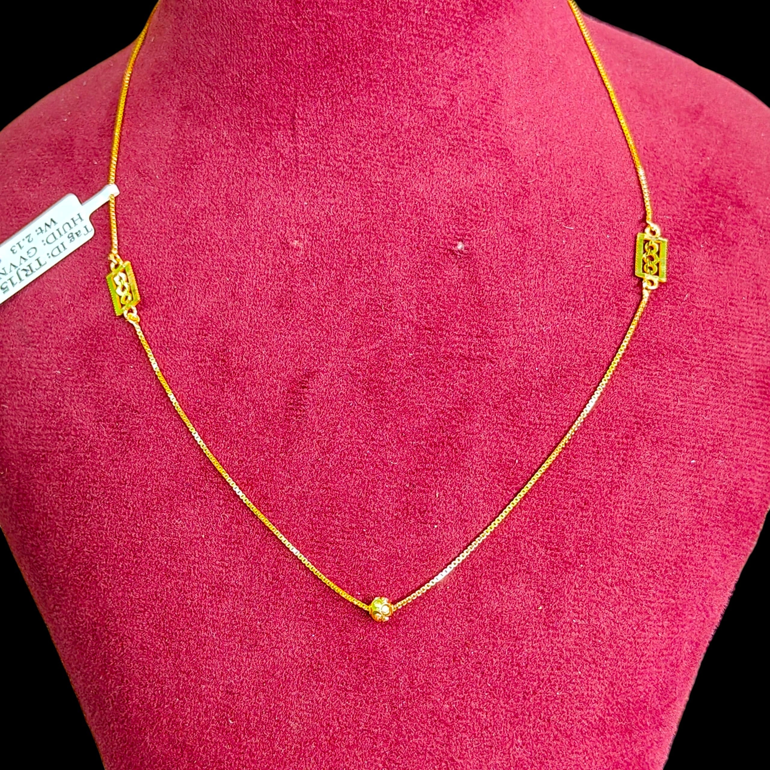 GCH-(WGT: 2.130 GM APPROX) BIS CERTIFIED HUID HALLMARK 9KT GOLD CHAIN WITH PENDANT (18 INCH) 1 PIECE FOR WOMEN.