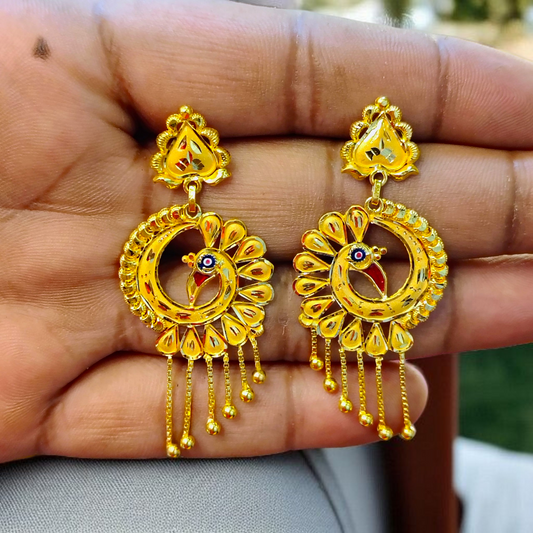(GER22) BIS CERTIFIED WGT: 5.420 GM APPROX HUID HALLMARK 916 22KT GOLD EARRINGS KANBALA 1 PAIR FOR WOMEN.