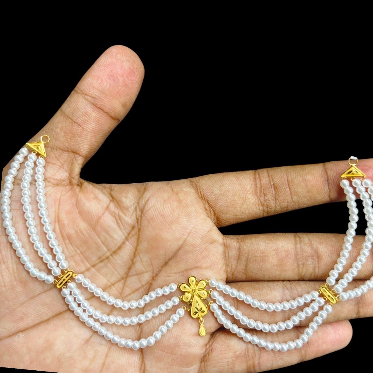 GOLD MOTI HAR- (WGT: 1.180 GM APPROX) CERTIFIED BIS HALLMARK HUID 22KT GOLD MOTI NECKLACE 1 PIECE WITH ADJUSTABLE TASSEL.