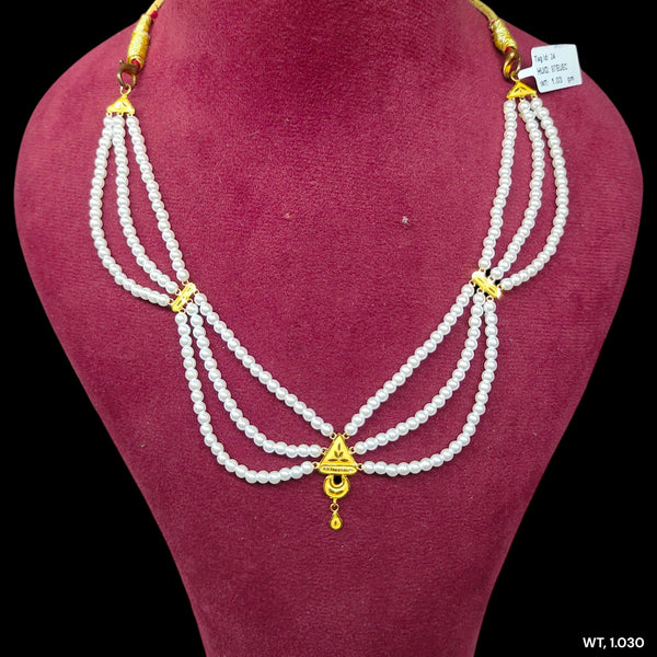 GOLD MOTI HAR- (WGT: 1.030 GM APPROX) CERTIFIED BIS HALLMARK HUID 22KT GOLD MOTI NECKLACE 1 PIECE WITH ADJUSTABLE TASSEL.(97EUEC)