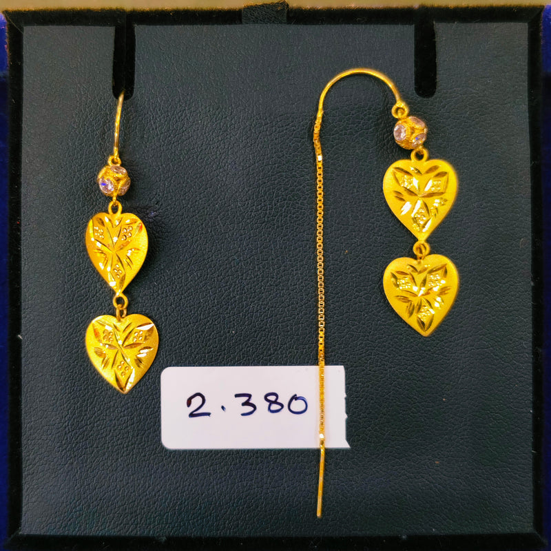 (GSD) RAJLAXMI WGT: 2.380 GM APPROX 18KT HALLMARK GOLD SUI DHAGA EARRINGS 1 PAIR FOR DAILY WEAR.