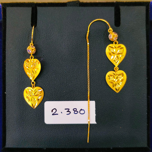 (GSD) RAJLAXMI WGT: 2.380 GM APPROX 18KT HALLMARK GOLD SUI DHAGA EARRINGS 1 PAIR FOR DAILY WEAR.