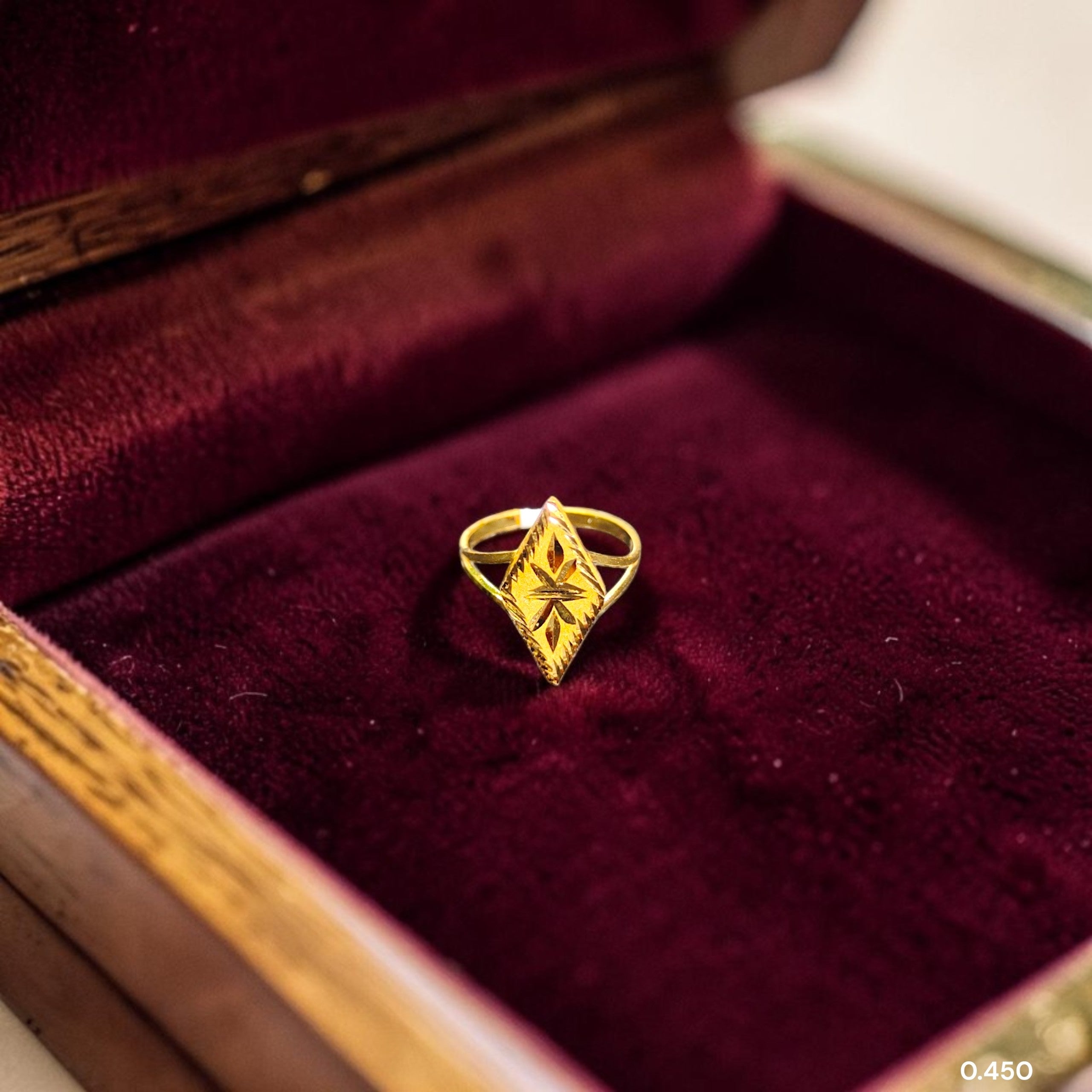 BABY JEWELLERY- TRJ WGT: 0.450 GM APPROX 22KT HUID HALLMARK GOLD BABY FINGER RING 1 PIECE FOR RICE CEREMONY & BIRTHDAY.