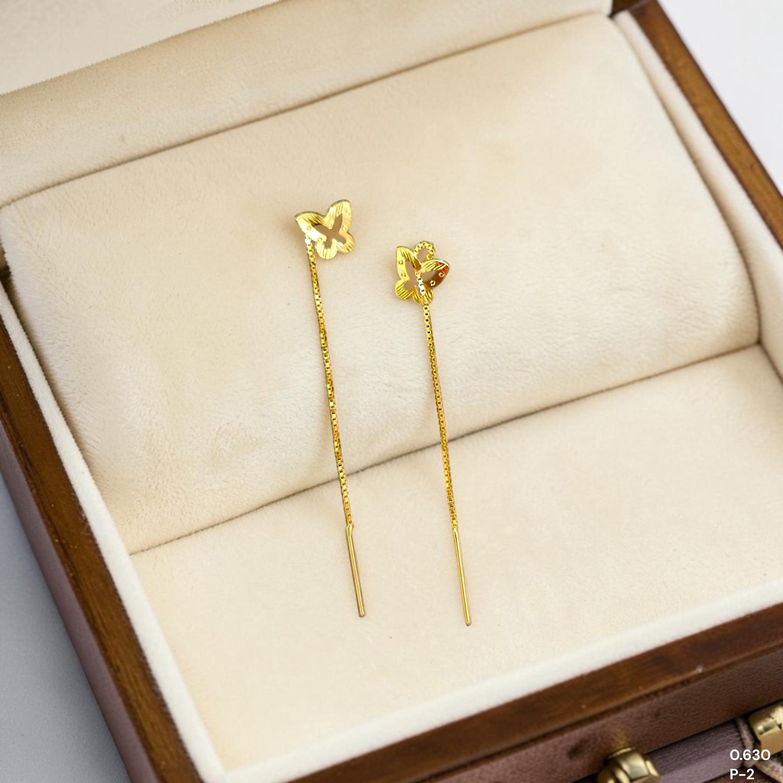 GOLD SUIDHAGA- (WGT: 0.630 GM APPROX) BIS CERTIFIED HUID HALLMARK 9KT GOLD SUIDHAGA EARRINGS (1 PAIR) FOR WOMEN.