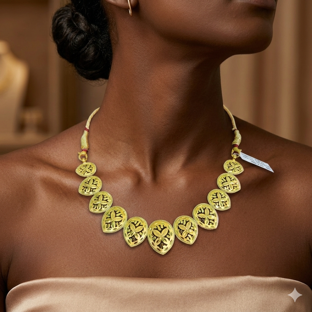 GOLD CHOKER NECKLACE -(WGT: 4.680 GM APPROX) BIS CERTIFIED HUID HALLMARK 9KT GOLD NECKLACE 1 PIECE FOR WOMEN.