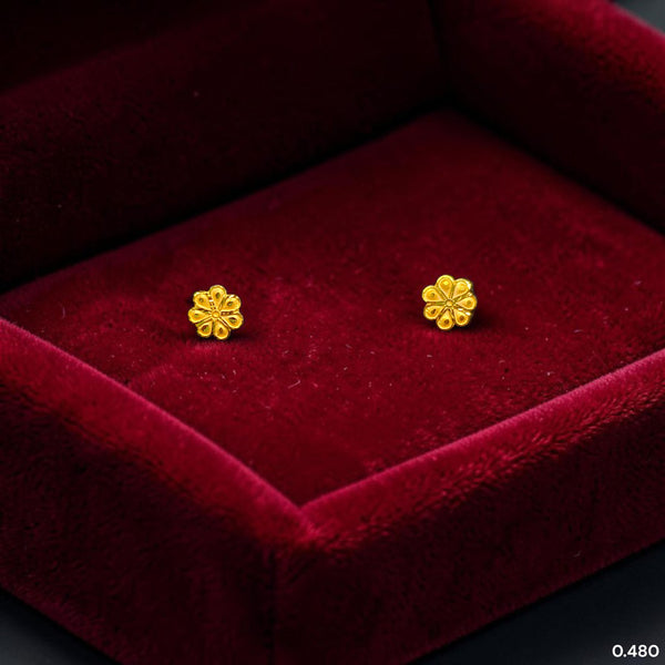 GOLD TOPS- (7PY38U)-(SANI4X) (WGT: 0.480 GM APPROX) BIS CERTIFIED HUID HALLMARK 375 9KT GOLD TOPS 1 PAIR BEST FOR MARRIAGE GIFT.