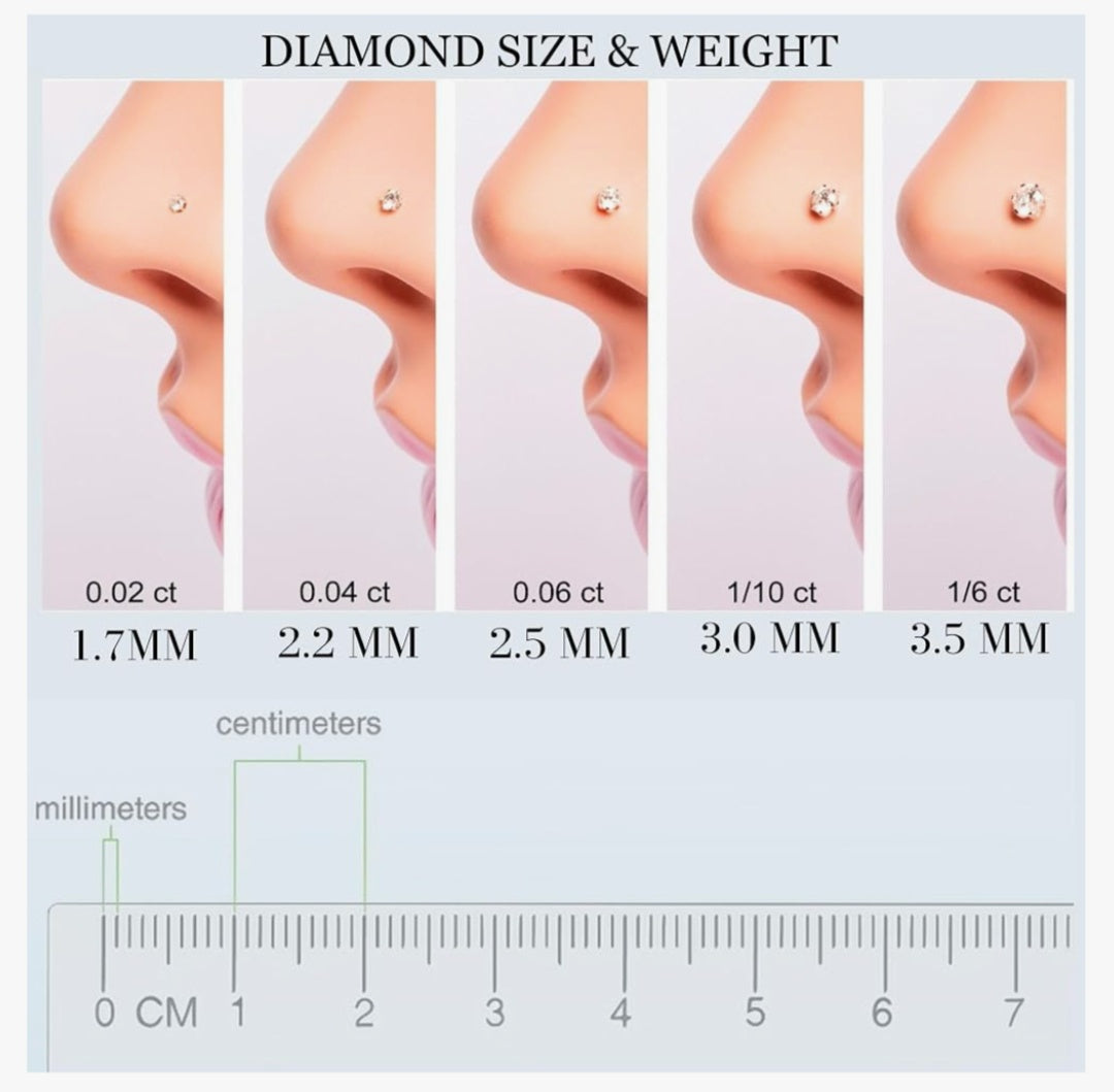 (GNP) BIS CERTIFIED HUID HALLMARK 14KT GOLD DIAMOND NOSEPIN (PACH BACK) WITH DIAMOND CERTIFICATE REPORT (120425TP02) 0.06 CT-SHAPE: ROUND BRILLIANT-COLOUR: I- CLARITY: SI.(NATURAL AFRICAN DIAMOND) EXCHANGE VALUE: 40% FOR LIFETIME WITH REPORT.