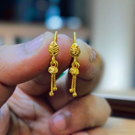 (GER22) BIS CERTIFIED WGT: 1.490 GM APPROX HUID HALLMARK 916 22KT GOLD SAFETIPIN EARRINGS 1 PAIR FOR WOMEN.